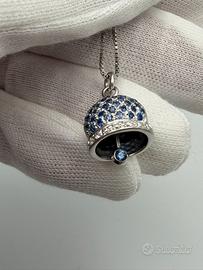 Ciondolo oro bianco 18 kt zaffiri e diamanti