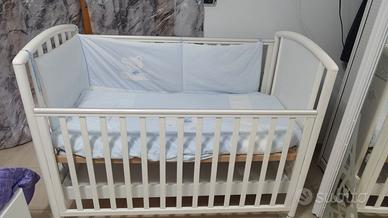 Lettino neonato con cassetto in legno bianco