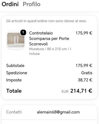 controtelaio scrigno per muratura nuovo