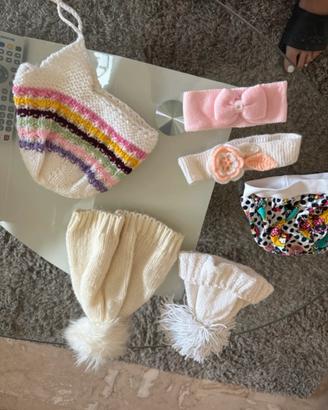 Set cappellini e fasce neonata lana