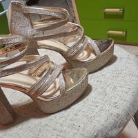 scarpe con zeppa glitterate oro 