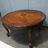 Tavolino da salotto antico intarsiato stile Luigi