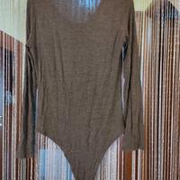 body donna taglia unica grigio manica lunga