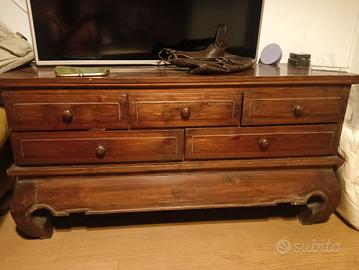 mobile tv con cassetti in teak 