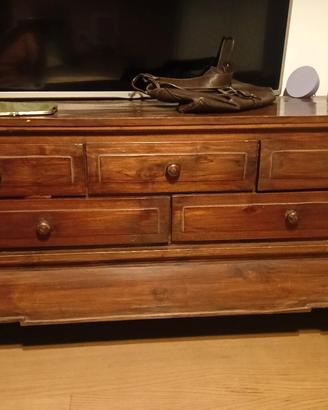 mobile tv con cassetti in teak 