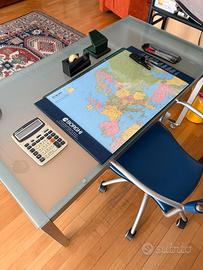 Scrivania moderna in vetro temperato + sedia