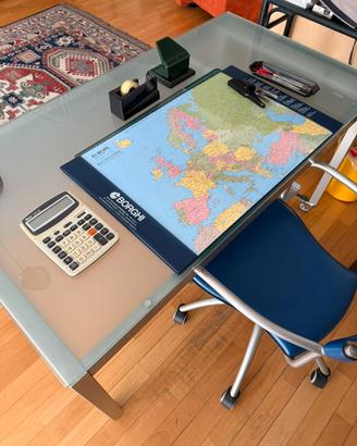 Scrivania moderna in vetro temperato + sedia