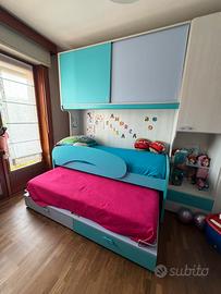 Letti bimbi con armadio a ponte + doga + materassi