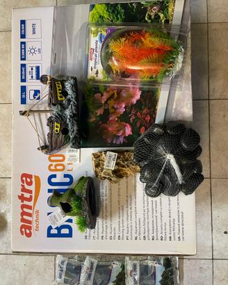 Acquario Amtra 60 LED completo + accessori e decor