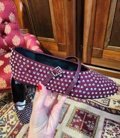 Ballerine in camoscio con strass Ovyè, taglia 38