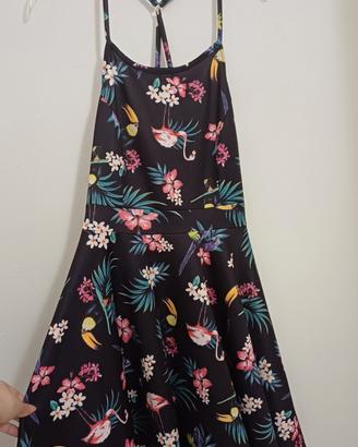 Vestito a fantasia tropicale incrociato dietro