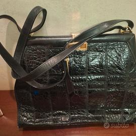 borsa in coccodrillo,nera vera pelle.