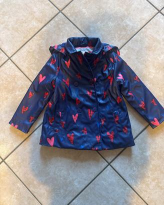 Impermeabile, bimba 4 anni, blu con cuori