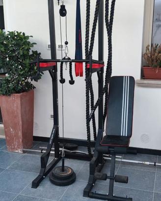 Panca romana, bilancieri, dischi.