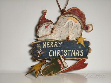 Decorazione legno Merry Christmas da porta  muro