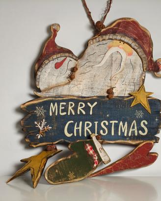 Decorazione legno Merry Christmas da porta  muro
