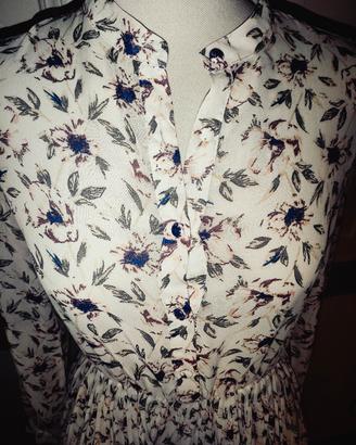 Vestito Floreale Mezza Manica con Bottoni