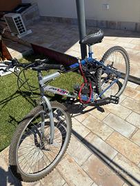 Bicicletta argento e blu