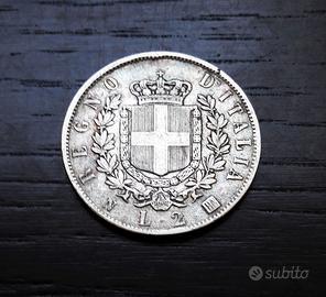 ARGENTO _ 2 lire 1863N 1863T stemma ITALIA REGNO
