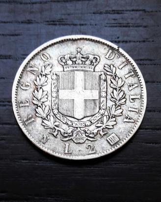 ARGENTO _ 2 lire 1863N 1863T stemma ITALIA REGNO