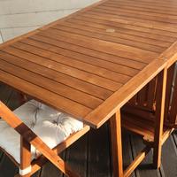 SET TAVOLO DA GIARDINO PIEGHEVOLE 4 SEDIE IN LEGNO