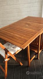 SET TAVOLO DA GIARDINO PIEGHEVOLE 4 SEDIE IN LEGNO