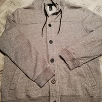 H&M Cotton - Felpa Uomo Bottoni con Cappuccio -