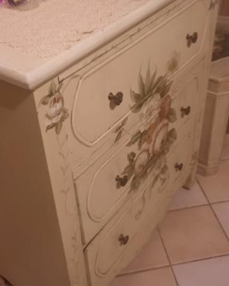 cassettiera e baule shabby e vetrinetta inizi 900