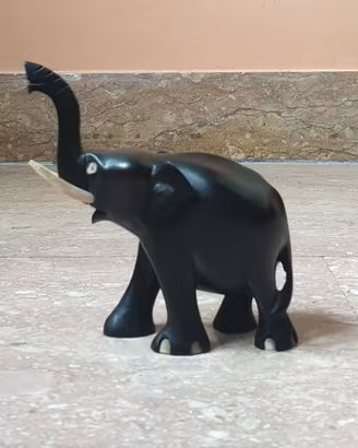 Statua Statuetta Elefante in Legno Vintage