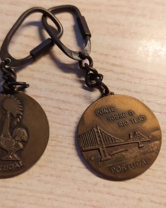 Portachiavi medaglia Portogallo bronzo vintage.