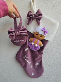 Calza Befana artigianale con pallina personalizzat