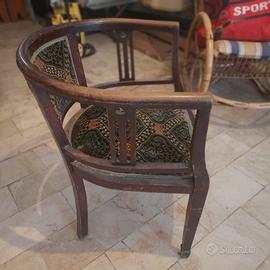 Poltrona a Pozzetto Vintage / Antica in Legno e Te