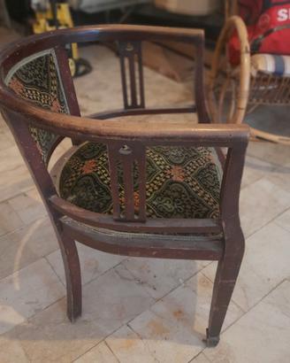 Poltrona a Pozzetto Vintage / Antica in Legno e Te