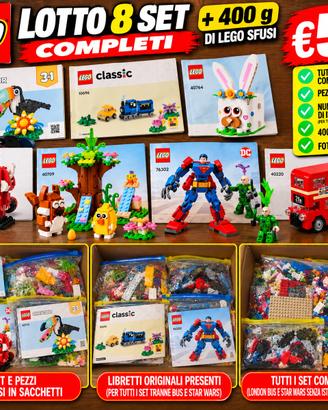 LOTTO LEGO ORIGINALE – 8 SET COMPLETI +SFUSO