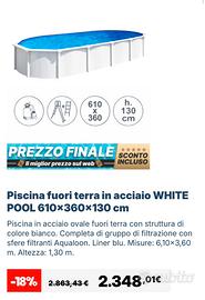 Piscina white pool 6,10 x 3,60 H 1,3 m