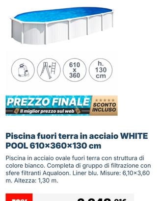 Piscina white pool 6,10 x 3,60 H 1,3 m