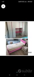Cameretta Completa Armadio + Letto + Comodino 