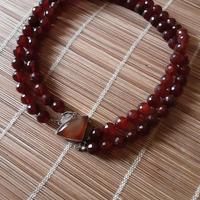 Collana Corniola a 2 Giri Fermaglio.Arg.925