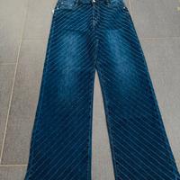 Jeans a palazzo con micro brillantini