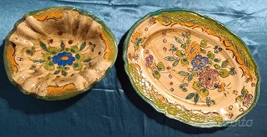 LOTTO CERAMICA DIPINTA A MANO ITALY PIATTO + CIOTO