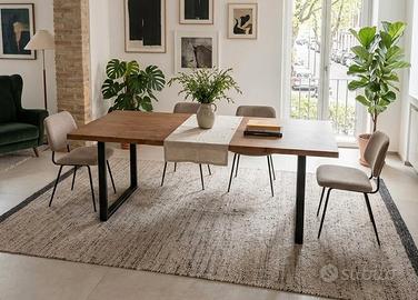 Tavolo industrial design legno massello ferro