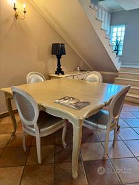 Diama brown tavolo+4 sedie e porta tv bianco