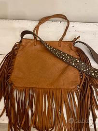 Borsa tracolla pelle con frange