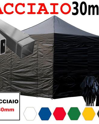 Gazebo 3x3 nero pieghevole feste PVC impermeabile
