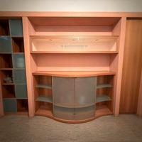 Soggiorno design in vero legno noce + boiserie