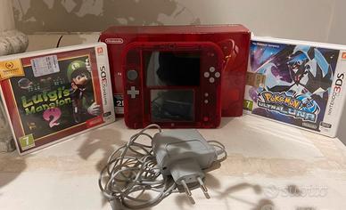 Nintendo 2ds rosso + pokemon ultraluna + luigi