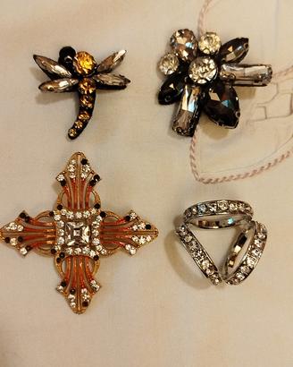 set anello per foulard e 3 spille