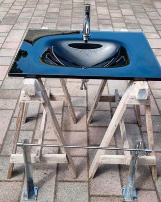 Lavabo per bagno in vetro temperato nero