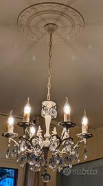 lampadario vintage a 6 candele color bianco