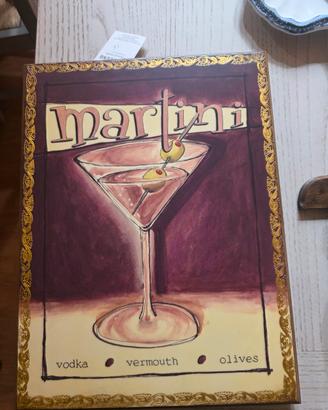 Quadro in legno Cocktail Martini vintage 